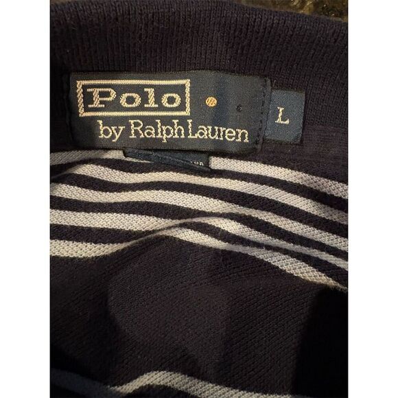 Polo Ralph Lauren Men's Large Blue Striped Short Sleeve Polo Shirt - Picture 11 of 11